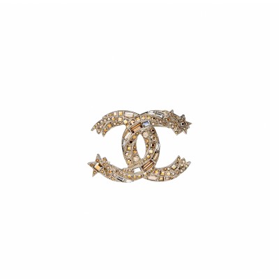 CHANEL DOUBLE C METAL BROOCH AB6192 CHANEL DOUBLE C METAL BROOCH AB6192
